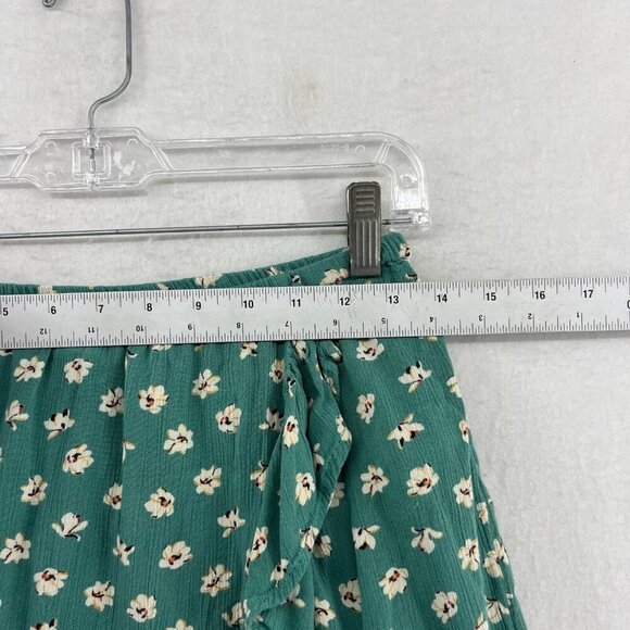 Billabong Mini Skirt Womens L Green Micro Floral Faux Wrap Ruffle Trim Boho Chic - Picture 4 of 9